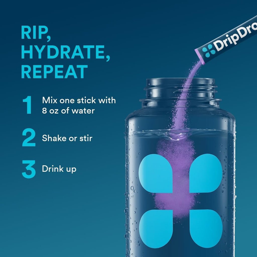 DripDrop Grape Electrolyte Powder, 8 oz sticks, 32 count H0