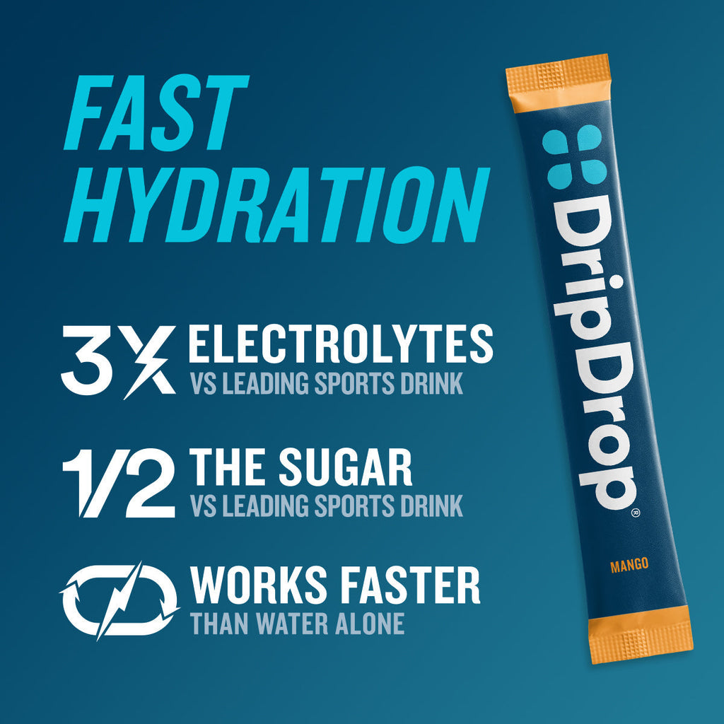 DripDrop Tropical Variety Pack Electrolyte Powder, 8 oz sticks, 16 count I8