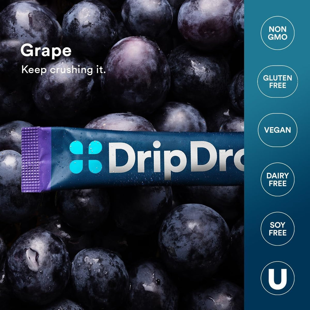 DripDrop Grape Electrolyte Powder, 8 oz sticks, 32 count H0