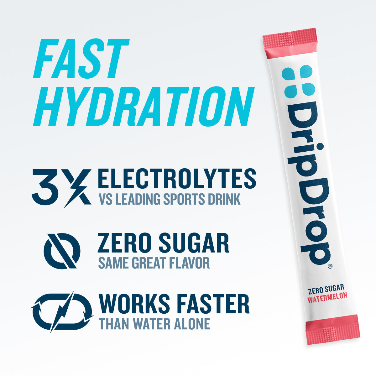DripDrop Zero Sugar Watermelon Electrolyte Powder, 8 oz sticks, 32 count R7