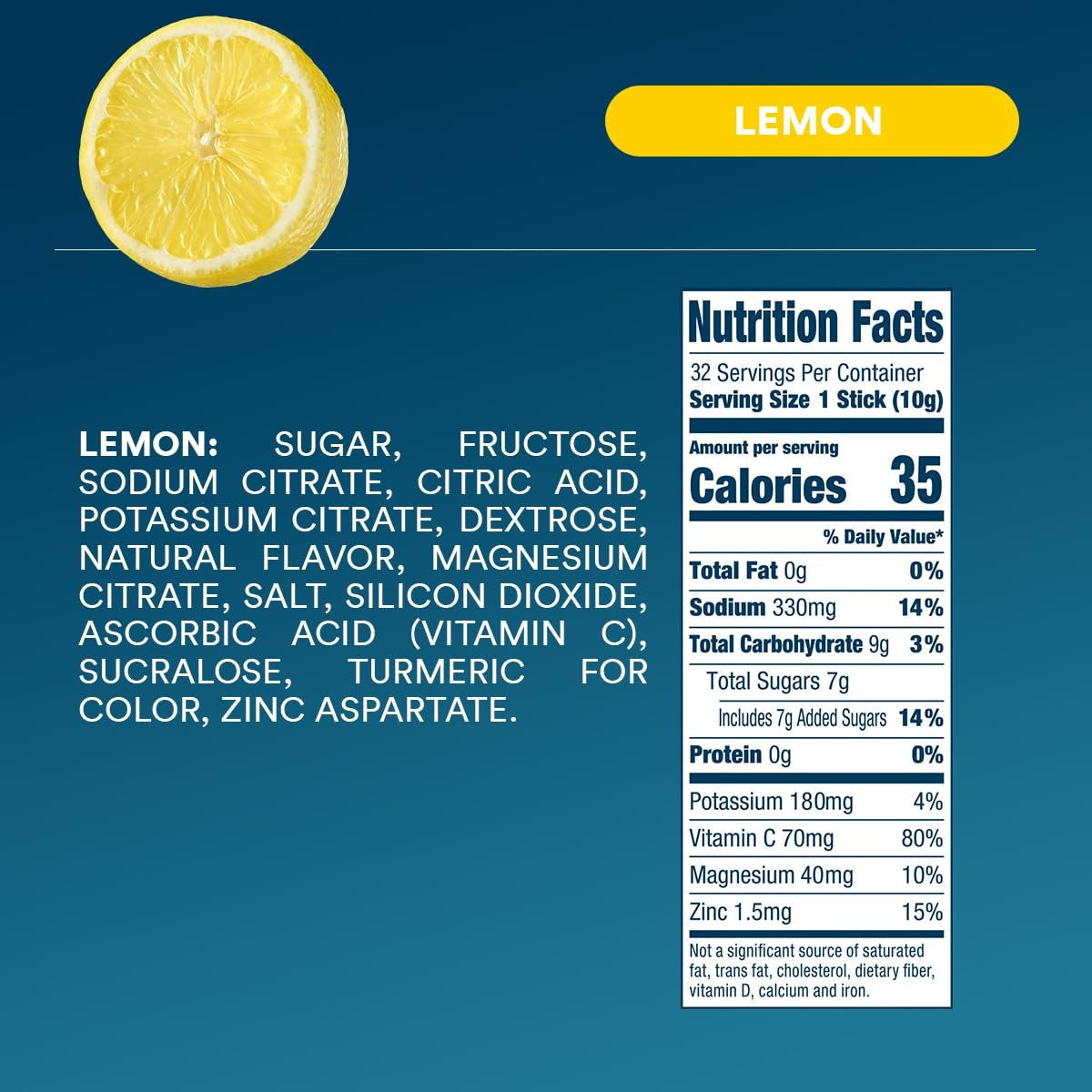 DripDrop Lemon Electrolyte Powder, 8 oz sticks, 32 count M7